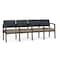 Lesro Lenox Wood 4 Seat Tandem Seating Wood Frame, Mocha, RS Night Sky Back, MD Farro Seat LW4103 - alternate 1